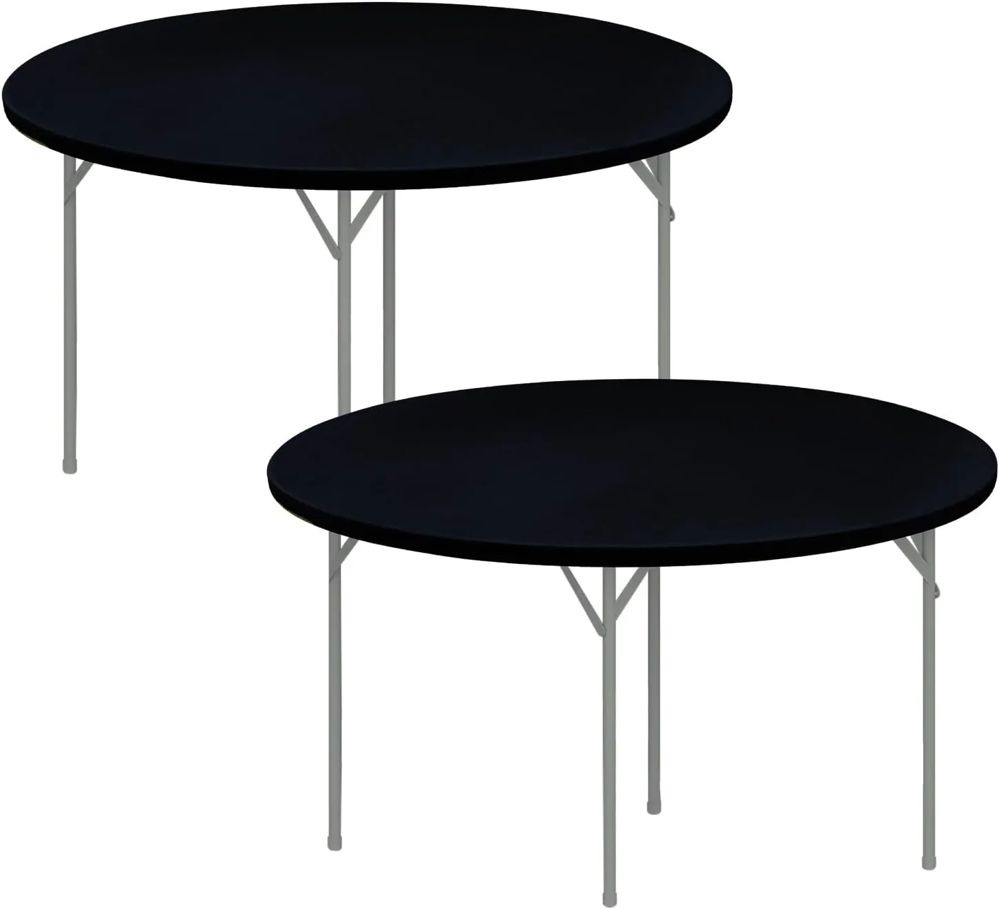 eeivs 2 Pack Round Fitted Tablecloth Black Spandex Elastic Stretchable Table Cover for Kitchen Dining Indoor Outdoor Picnic Camping Table Topper 60 Inch
