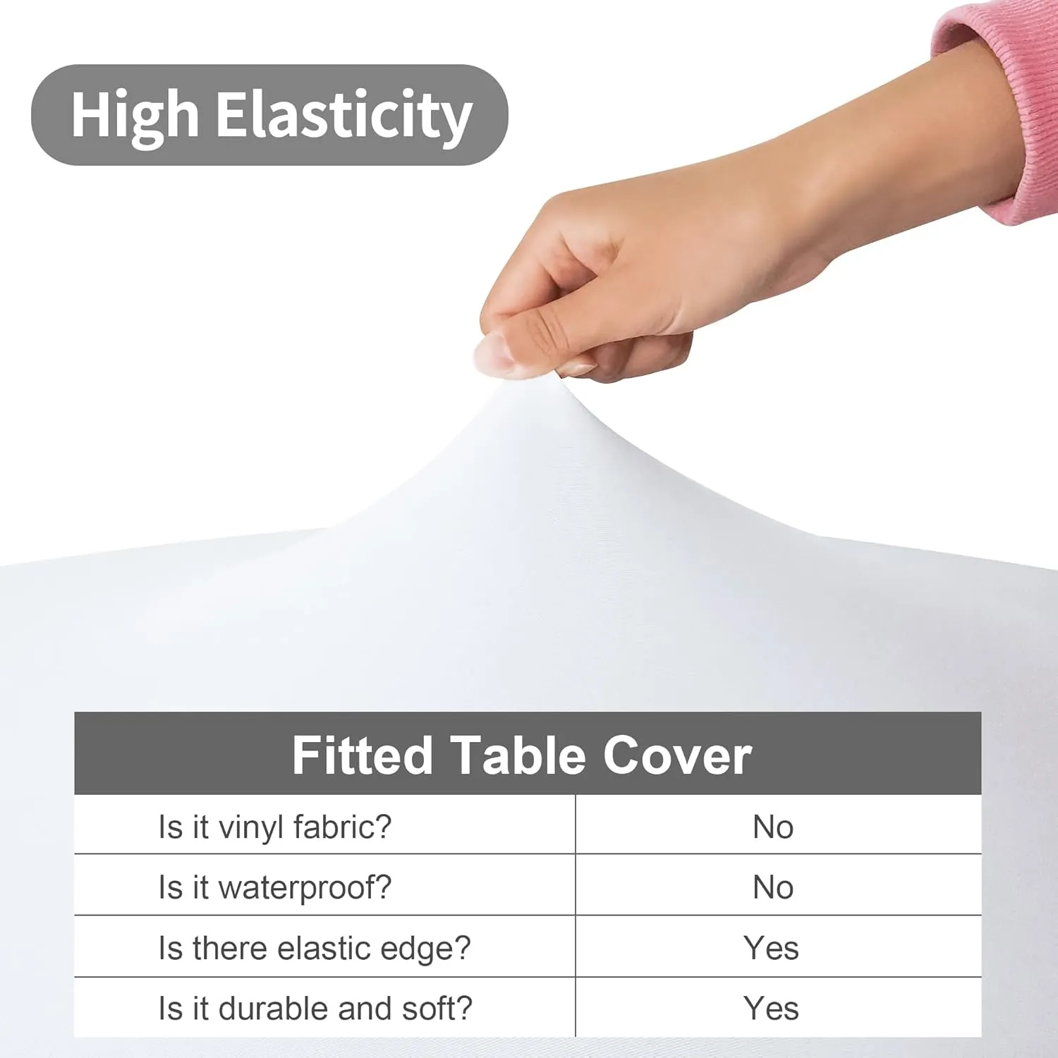 eeivs 2 Pack Round Fitted Tablecloth Black Spandex Elastic Stretchable Table Cover for Kitchen Dining Indoor Outdoor Picnic Camping Table Topper 60 Inch