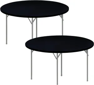 eeivs 2 Pack Round Fitted Tablecloth Black Spandex Elastic Stretchable Table Cover for Kitchen Dining Indoor Outdoor Picnic Camping Table Topper 60 Inch