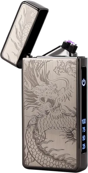 Electronic Lighter Plasma Arc USB Rechargeable Windproof Flameless Metal Dragon Lighter for Camping Hiking Business