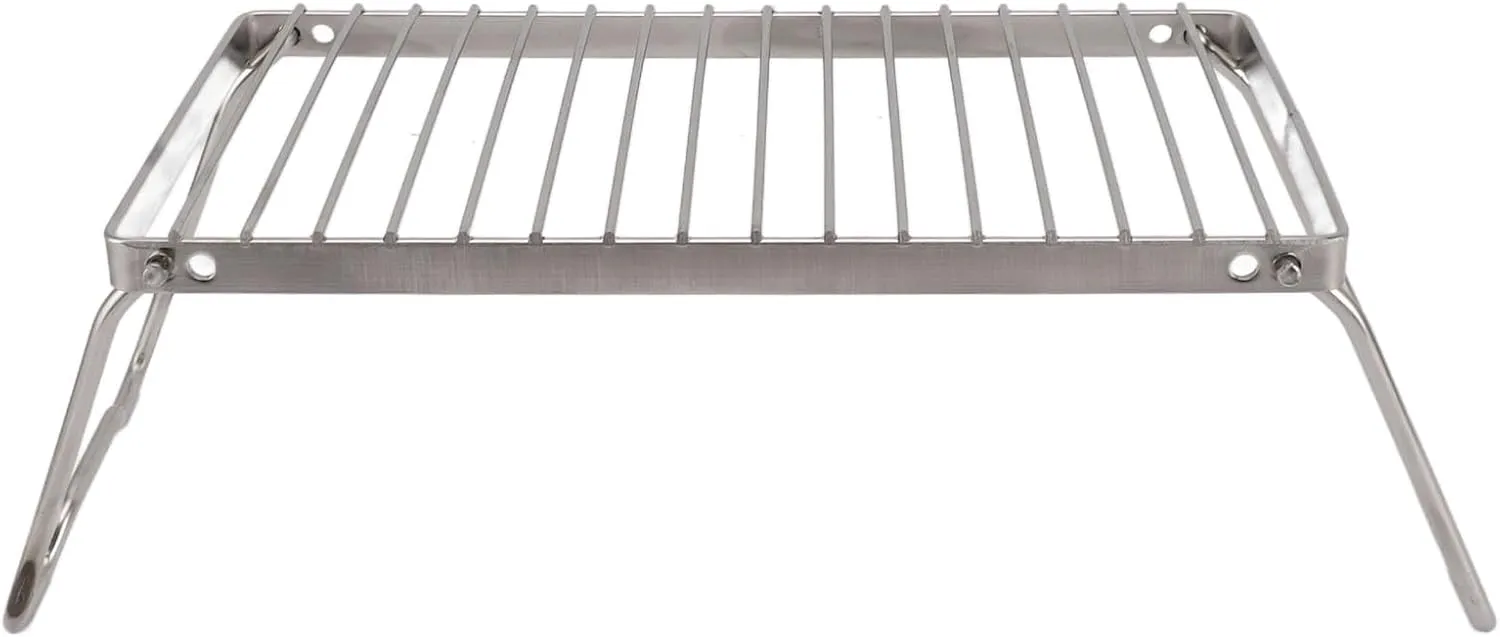 EMUKOEP Folding Camping Grate Stainless Steel Adjustable Height Thicker Camp Fire Cooking Racks Draining Backpacking Grill for Outdoor