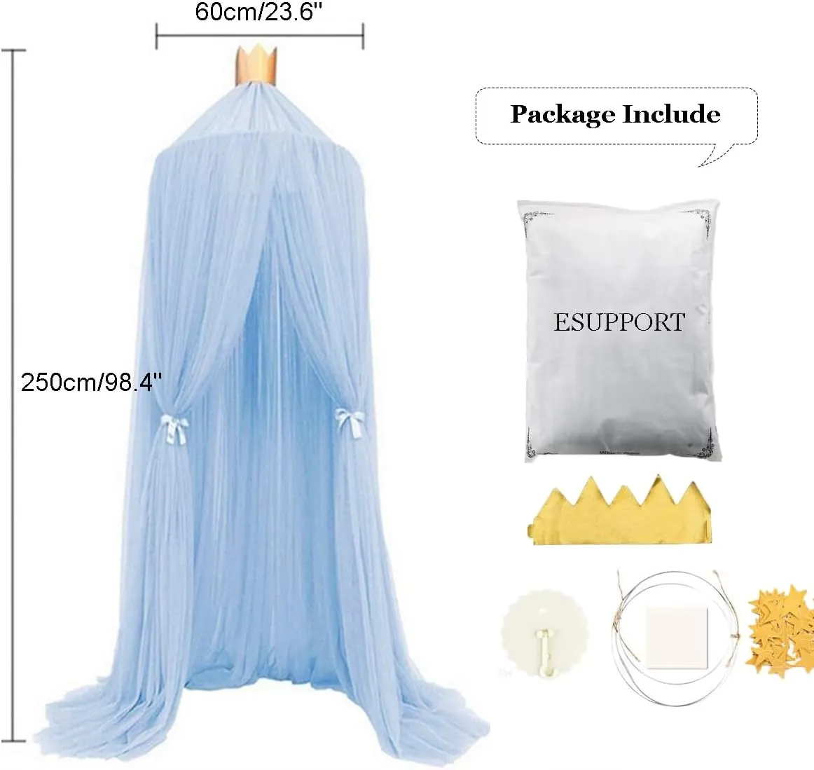 ESUPPORT Dome Princess Bed Canopy Round Lace Mosquito Net Play Tent Hanging House Decoration Lace Netting Curtains for Indoor Outdoor