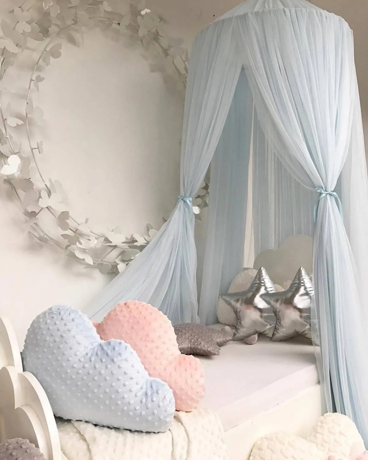 ESUPPORT Dome Princess Bed Canopy Round Lace Mosquito Net Play Tent Hanging House Decoration Lace Netting Curtains for Indoor Outdoor