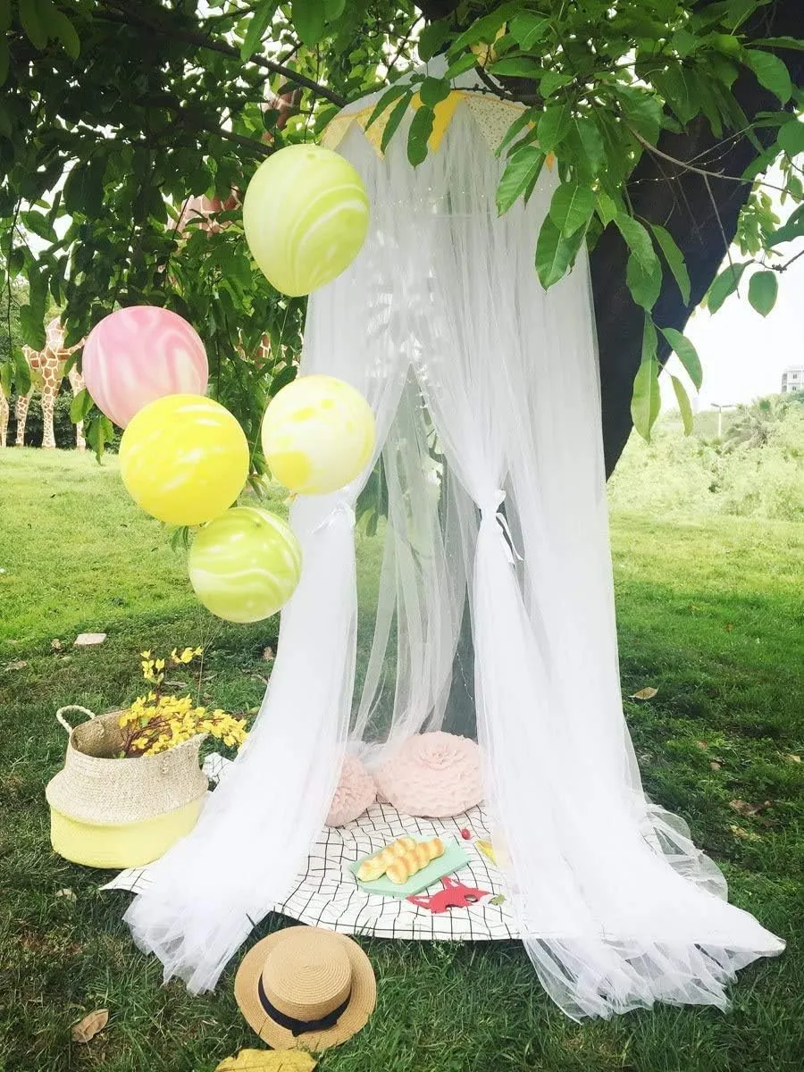 ESUPPORT Dome Princess Bed Canopy Round Lace Mosquito Net Play Tent Hanging House Decoration Lace Netting Curtains for Indoor Outdoor