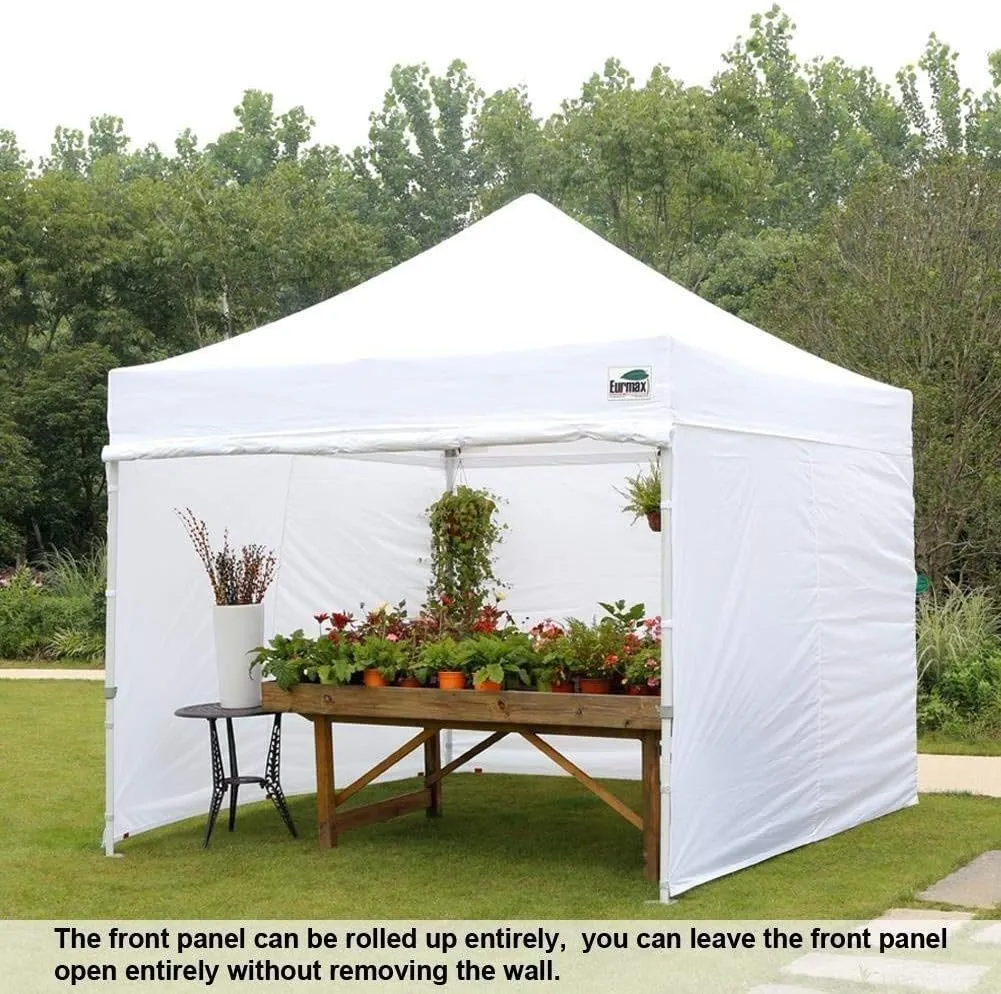 Eurmax USA 10'x10' Pop-up Canopy Tent Commercial Instant Canopies with 4 Removable Zipper End Side Walls and Roller Bag, Bonus 4 SandBags(Red)