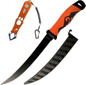 Exquisite Utility Fishing Tool Combination, 9'' Fishing Filet Knife & High Strength Fish Gripper, Nice Gift for Family