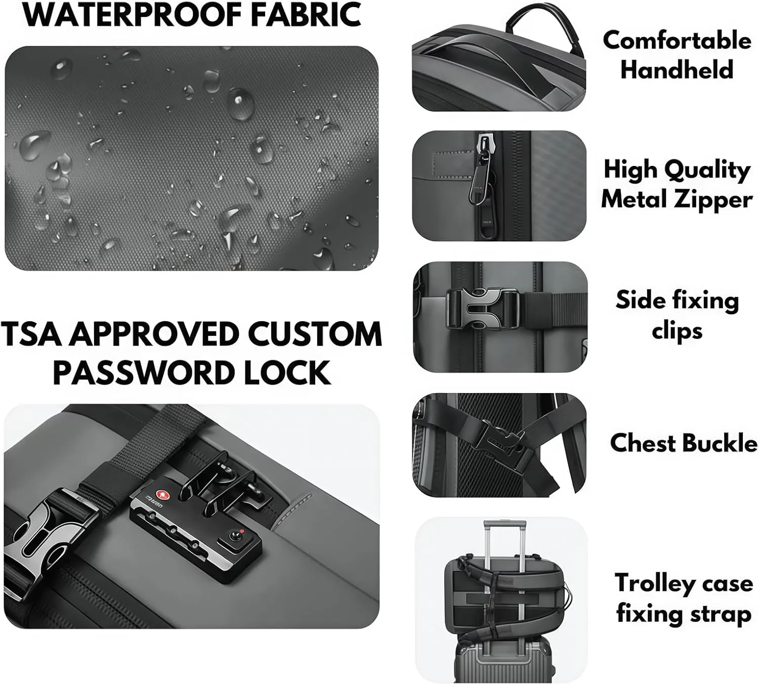 Ezyvac Backpack, Ezyvac Bag, Expandable Vaccage Bag Water Resistant, Anti Theft Vacuum Back Pack (Gray)