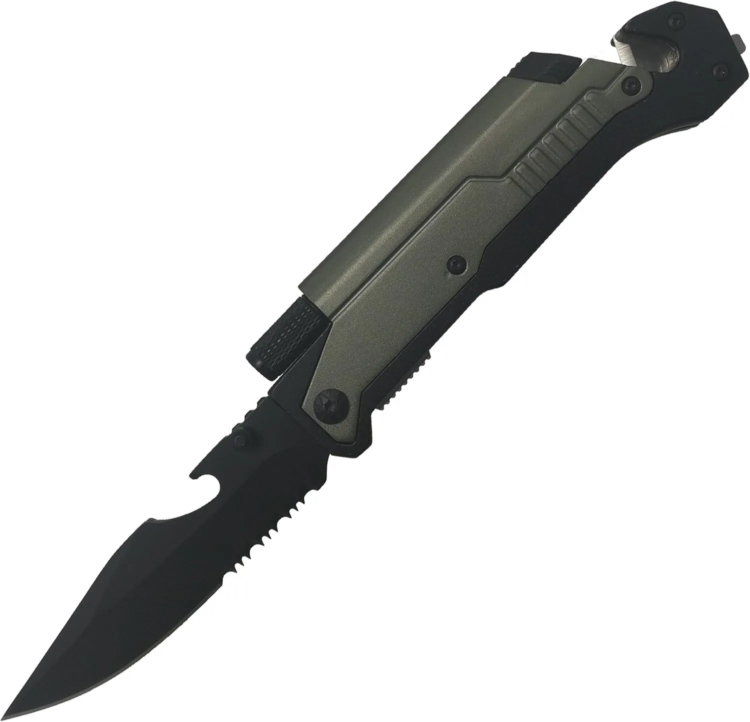 Falcon Spring Assisted Rescue Pocket Knife with Fire Starter and LED Flash Light