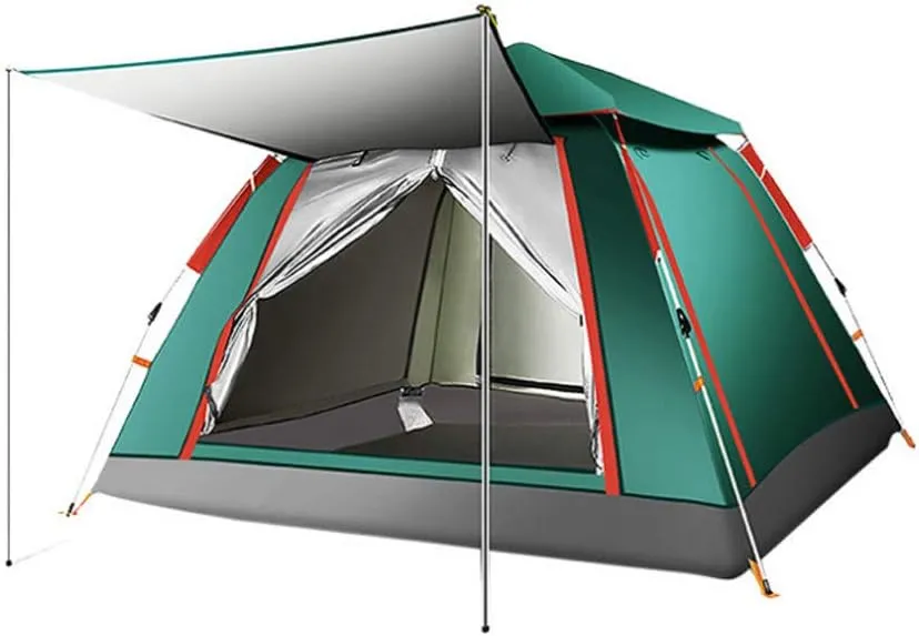 Family Camping Large Tents 3-4 Person Waterproof Pop Up Room Cabin Tent Lightweight Backpacking Tent with Sun Shade Automatic Pole
