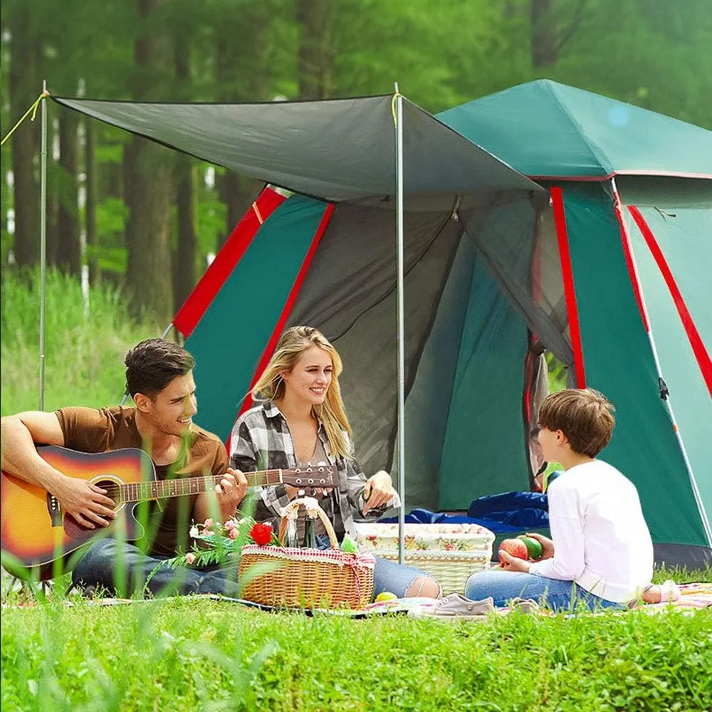 Family Camping Large Tents 3-4 Person Waterproof Pop Up Room Cabin Tent Lightweight Backpacking Tent with Sun Shade Automatic Pole