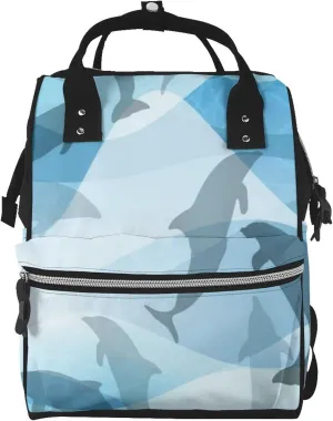 Fashion Diaper Bag Mummy Backpack Dolphin Fish Silhouette Nappy Bag Large Capacity Baby Care Bags For Mom Dad