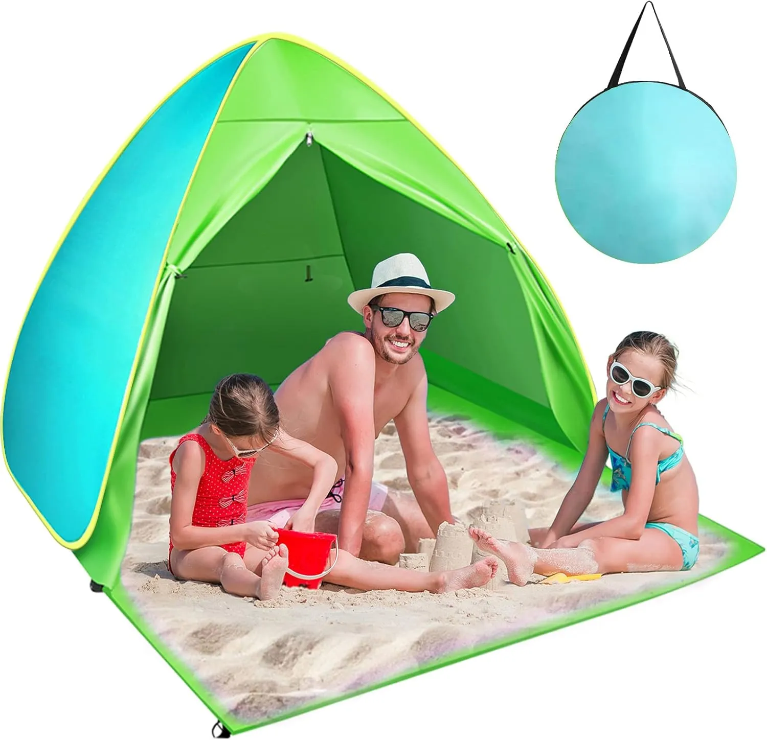 FBSPORT Beach Tent,Portable Pop Up Beach Shade Sun Shelter with UV Protection for 2-3 Person,Camping Beach Tent Instant Umbrella Baby Canopy Cabana