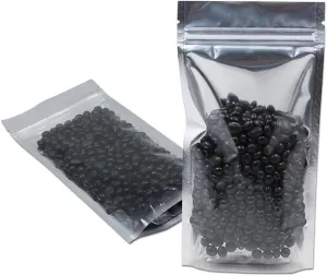 FERENLI 500 Pieces Stand Up Clear Front Zipper Lock Resealable Aluminum Mylar Foil Plastic Packaging Bag for Zip Heat Seal Package Lock with Tear Notch Long Term Food Storage 4.7x7.9 inch