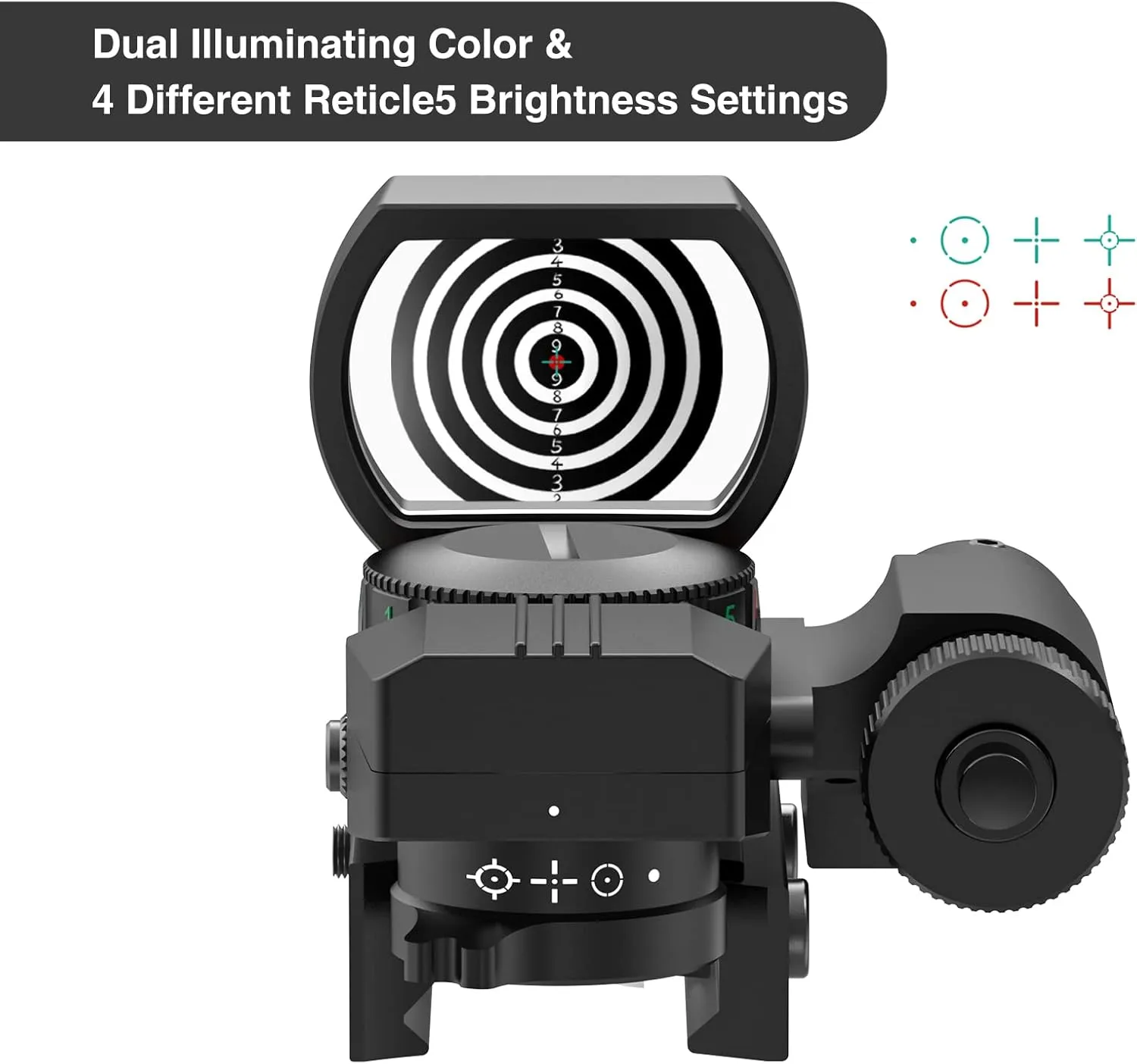 Feyachi Reflex Sight - 4 Reticle Red & Green Dot Sight Optics with Integrated Red/Green Laser Sight Less Than 5mW Output
