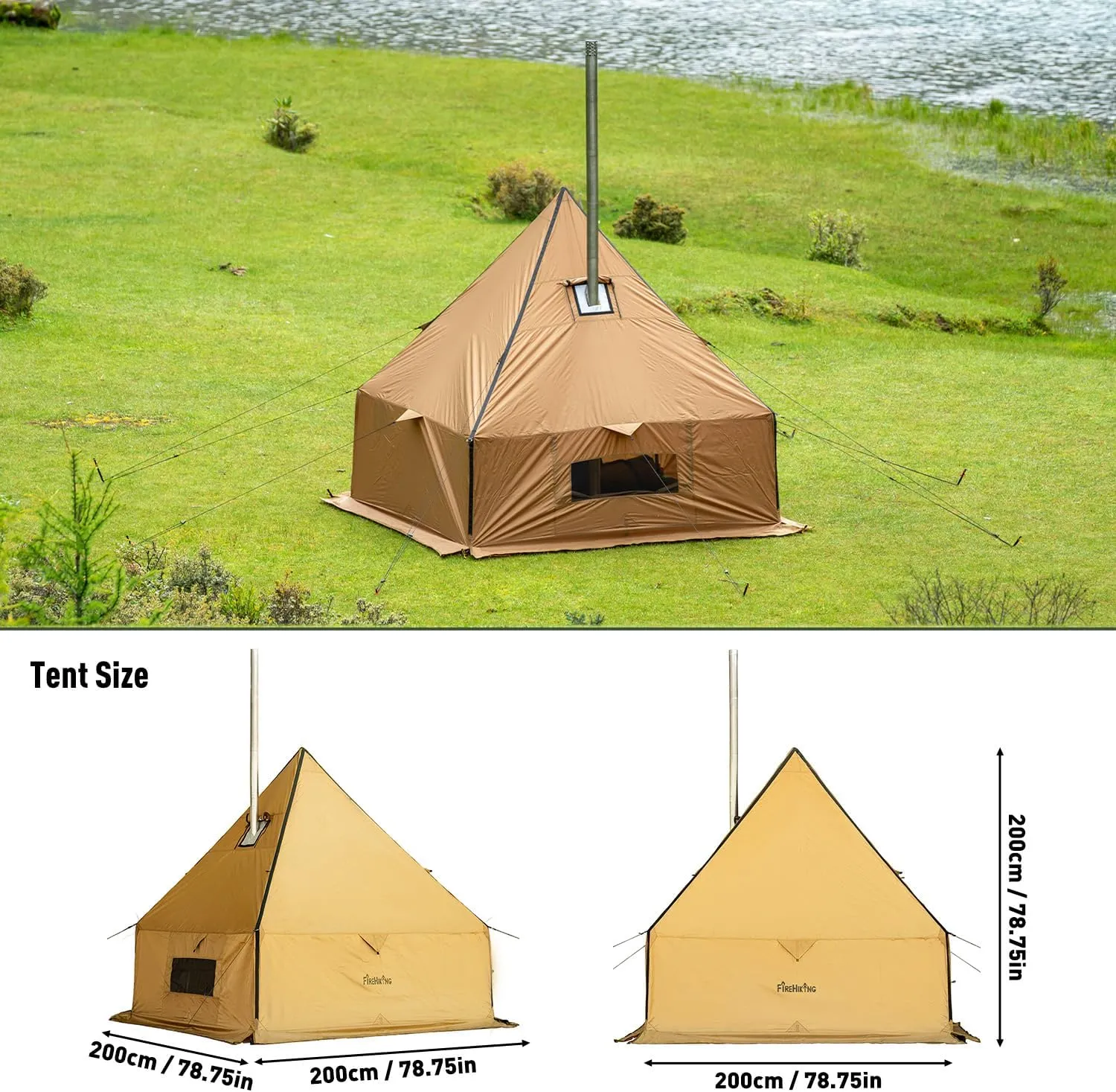 FIREHIKING Camping Hot Tent with Stove Jack Yurt Tent Outdoor Wall Tent Teepee Tent with Snow Skirt