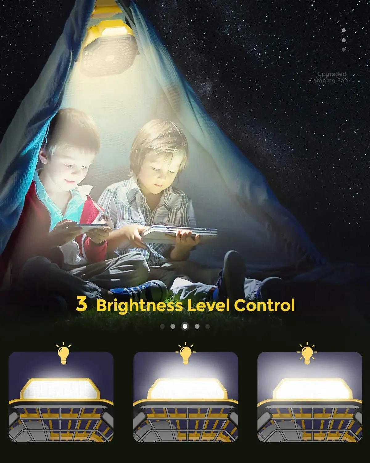 Fishing, Stepless for Quick dispatch Home, Portable Picnic, Fan Operated Camping LED Lantern, Battery with Barbecue, Rechargeable 9 Inch Travel, Quiet Powered Fan 36 Surprise sale Battery Speed Tent and Hours with