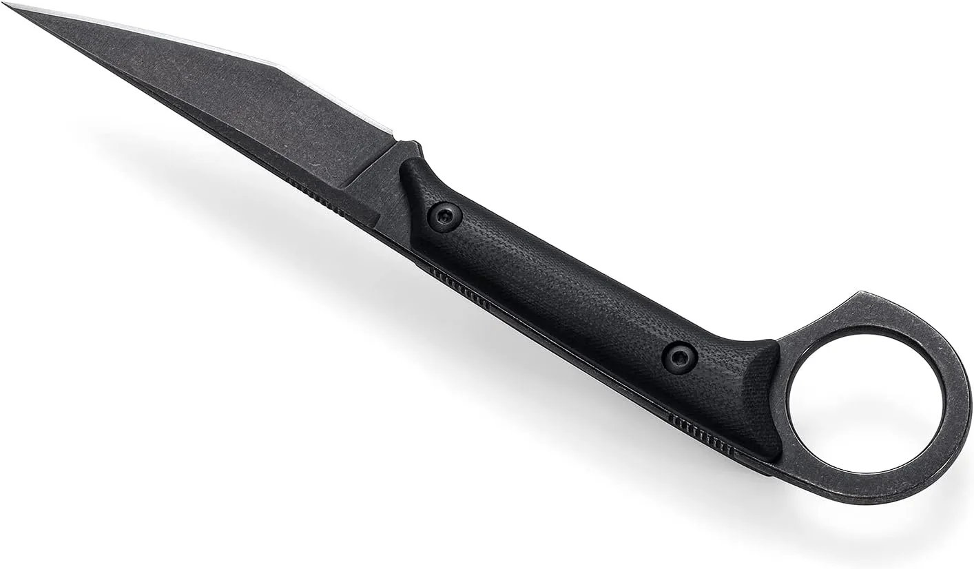 Fixed Blade Knife, D2 Stonewashed Steel Blade, G10 Handle, Tactical EDC, Utility Knife for Outdoor Survival Hiking Camping with Kydex Sheath OS1014 (Black)