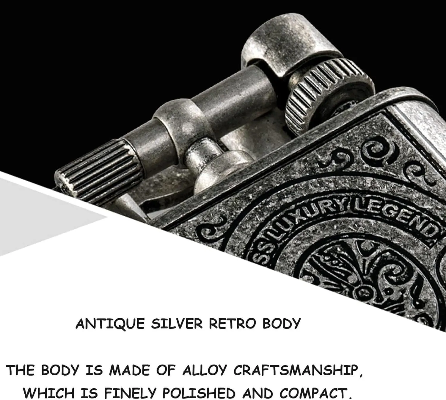Flame Torch Windproof Lighters, Refillable Adjustable Lighter for Men,Vintage Embossed Dual Blue Lighter， Business Gift (No Fuel Included)(Silver)