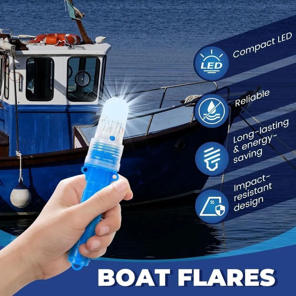 Flares for Boating, Boat Flares Coast Guard Approved Marine, Waterproof Emergency Signals for Fishing Nets, Boats Strobe Safety Lights Kit Navigation, Intelligent Control(1pc-Red)