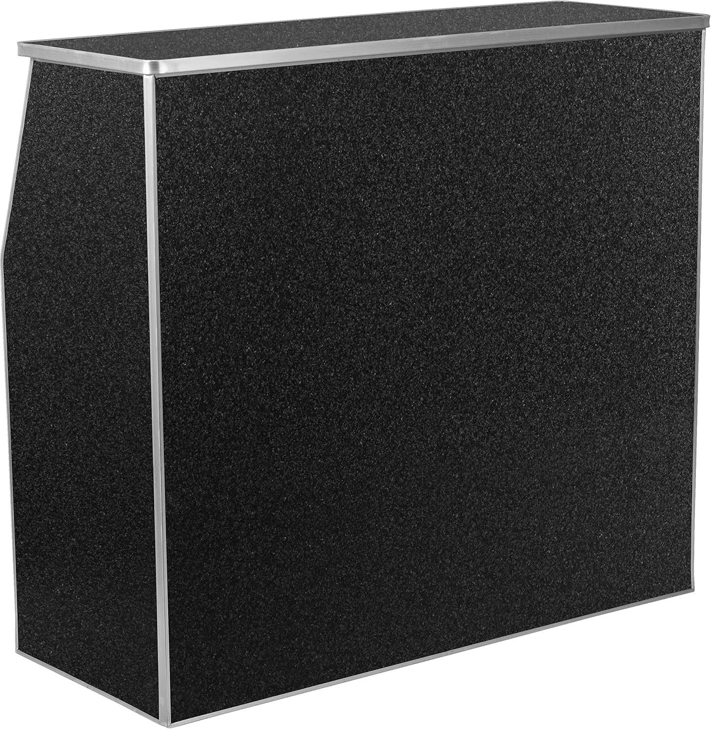 Flash Furniture 4' Folding Portable Event Bar with Top and Middle Shelves, Mobile Laminate Foldable Bar for Parties and Events, Black Marble