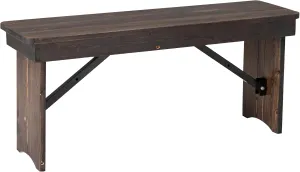 Flash Furniture HERCULES 40" x 12" Folding Farm Bench, Solid Pine Entryway Bench in Mahogany