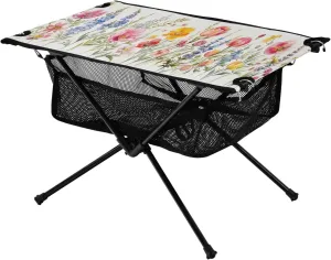Flowers and Tulips Portable Folding Camping Table, Compact Lightweight Beach Table with Carrying Bag for Outdoor Picnics, BBQs, Camp