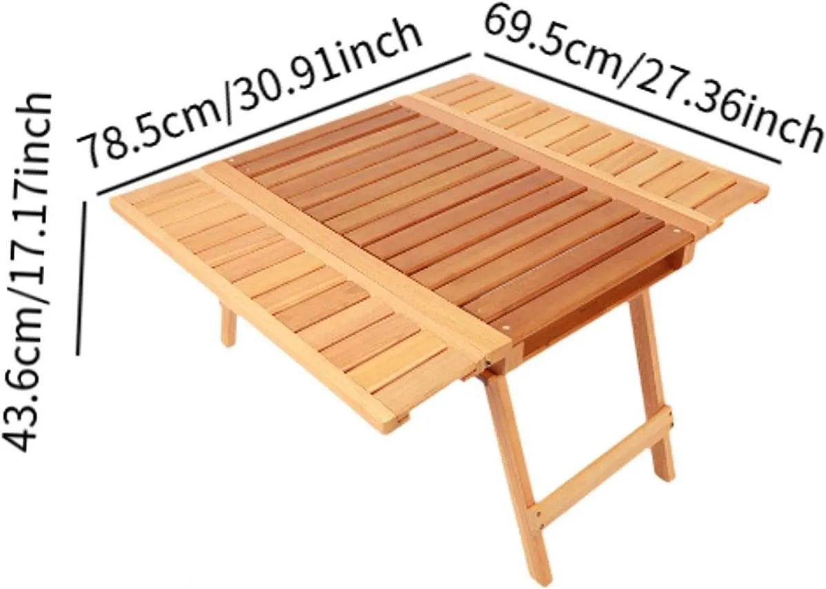 Folding Camping Table, Wood Outdoor Table Multifunctional Easy to Install Camp Table Beach Table for Travel Hiking Backyard