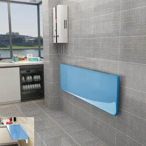 Folding Wall Table Wall Mounted Folding Table Wall Folding Table Drop Down Wall Mounted Table Suitable for Office Study Bedroom Kitchen Dining Room Laundry And Other Places Blue 23.6"D x 19.7"W