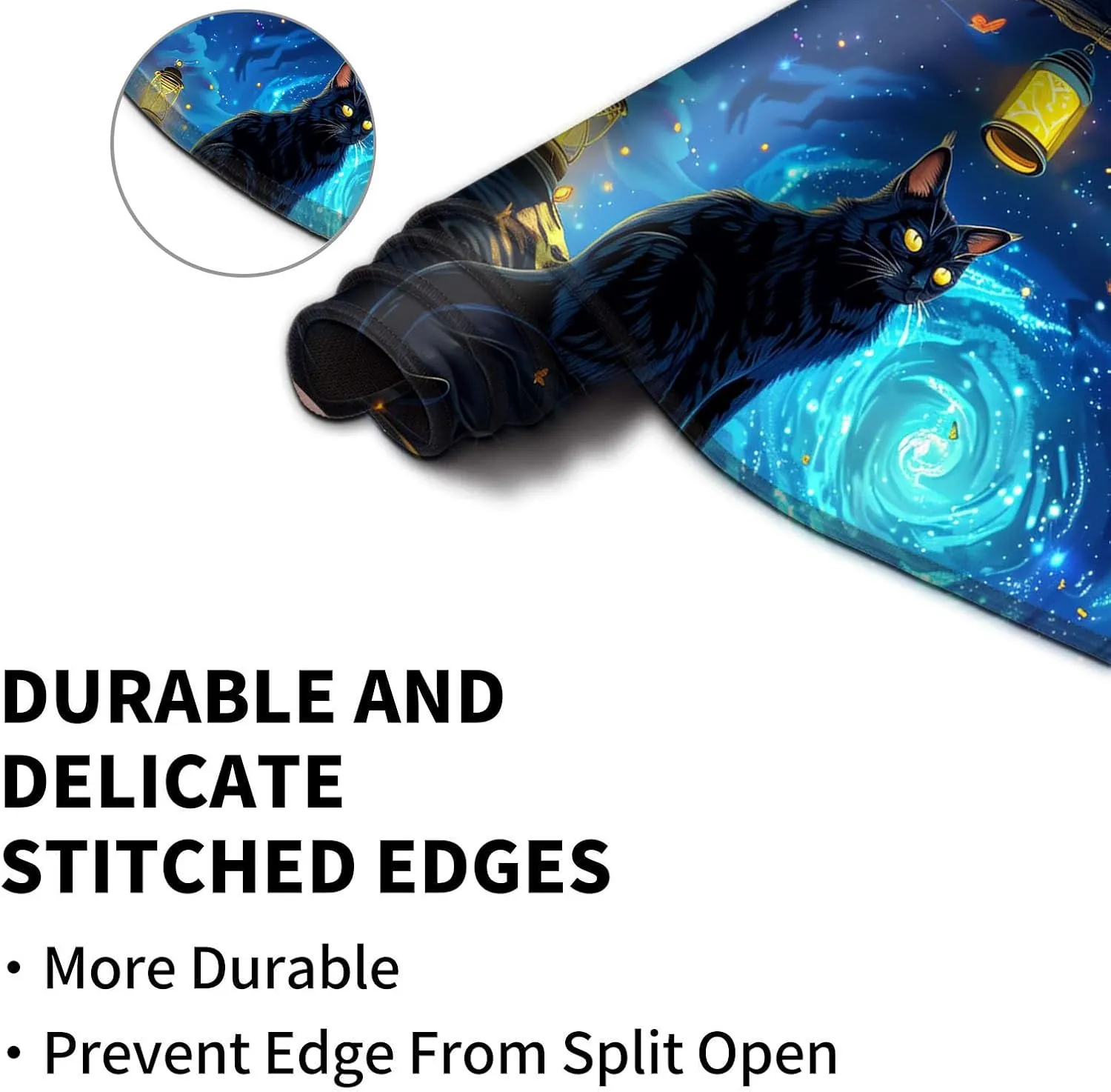 for MTG Playmat for Trading Card Games, Non-Slip Rubber Smooth Surface with Stitched Edges, Durable Desk Pad for Card Games, Custom Playmat Anime Playmat, A Mysterious and Stealthy Feline