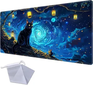 for MTG Playmat for Trading Card Games, Non-Slip Rubber Smooth Surface with Stitched Edges, Durable Desk Pad for Card Games, Custom Playmat Anime Playmat, A Mysterious and Stealthy Feline