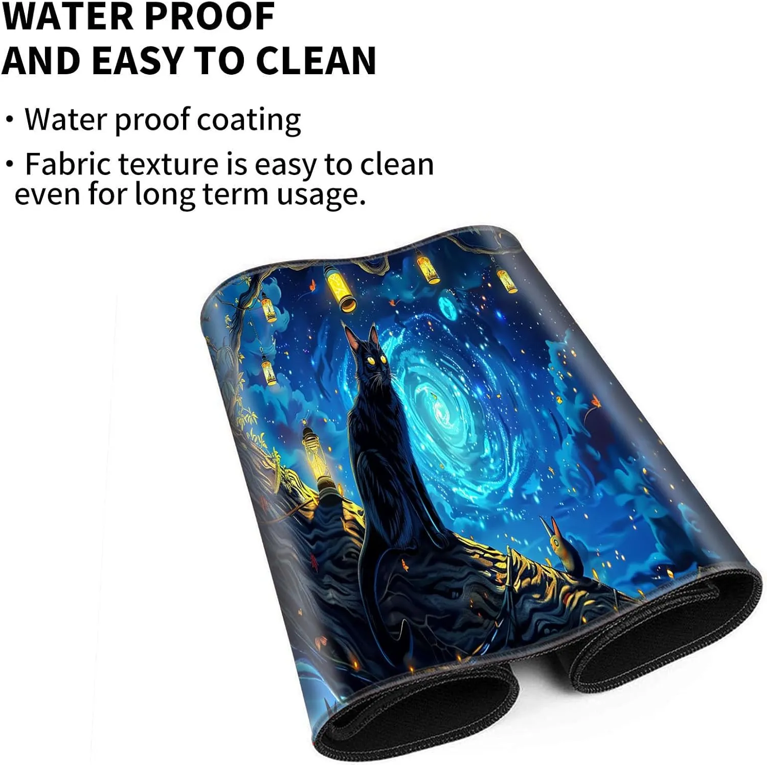 for MTG Playmat for Trading Card Games, Non-Slip Rubber Smooth Surface with Stitched Edges, Durable Desk Pad for Card Games, Custom Playmat Anime Playmat, A Mysterious and Stealthy Feline