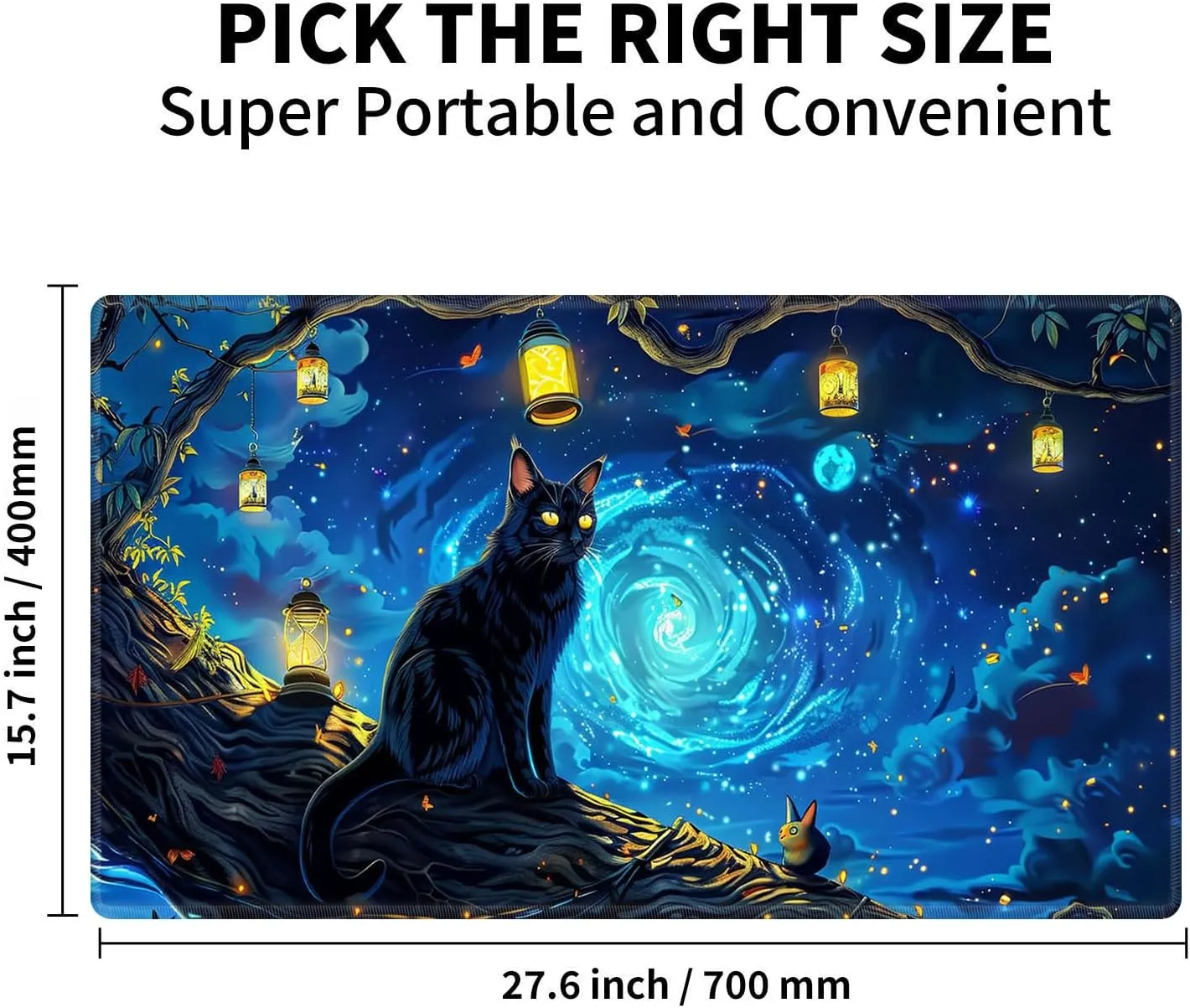 for MTG Playmat for Trading Card Games, Non-Slip Rubber Smooth Surface with Stitched Edges, Durable Desk Pad for Card Games, Custom Playmat Anime Playmat, A Mysterious and Stealthy Feline