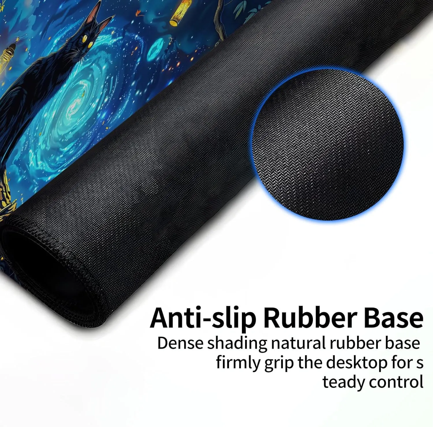 for MTG Playmat for Trading Card Games, Non-Slip Rubber Smooth Surface with Stitched Edges, Durable Desk Pad for Card Games, Custom Playmat Anime Playmat, A Mysterious and Stealthy Feline