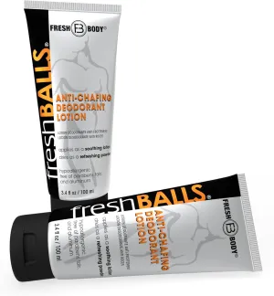 Fresh BALLS Lotion | Anti-Chafing Men's Soothing Cream to Powder Ball Deodorant and Hygiene for Groin Area, 3.4 fl oz (Pack of 2)