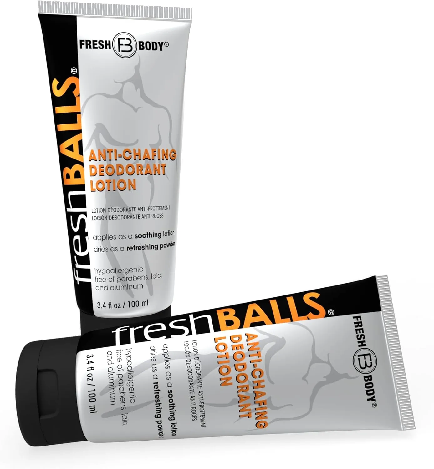 Fresh BALLS Lotion | Anti-Chafing Men's Soothing Cream to Powder Ball Deodorant and Hygiene for Groin Area, 3.4 fl oz (Pack of 2)