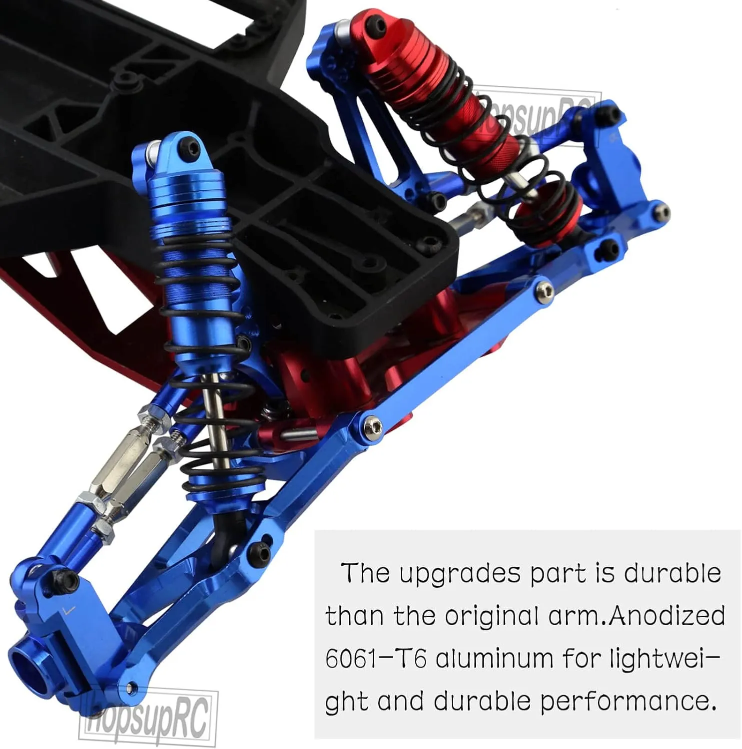 Front Rear Assembled Full Metal Shocks Upgrades Part for 1/10 Rustler/Stampede VXL 2WD,Alloy Suspension A Arm,Aluminum Caster Block & Steering Blocks & Rear Stub Axle Carriers,Blue