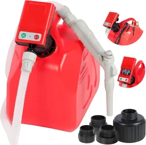 Fuel Transfer Pump with Nozzle for Flow Control, AA Battery Powered, Electric Portable Gas Can Pump with Adapter for Gasoline, Diesel, Fuel, Oil& More at 3.8GPM
