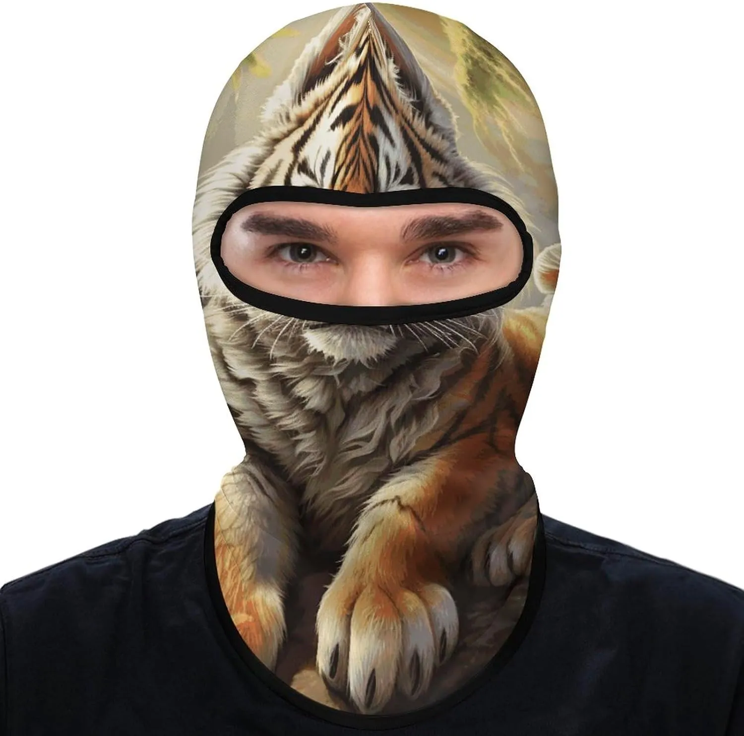 Full Face Mask Jungle Tigers Face Cover Windproof Scarf Breathable Bandana for Skiing Fishing Hiking Cycling