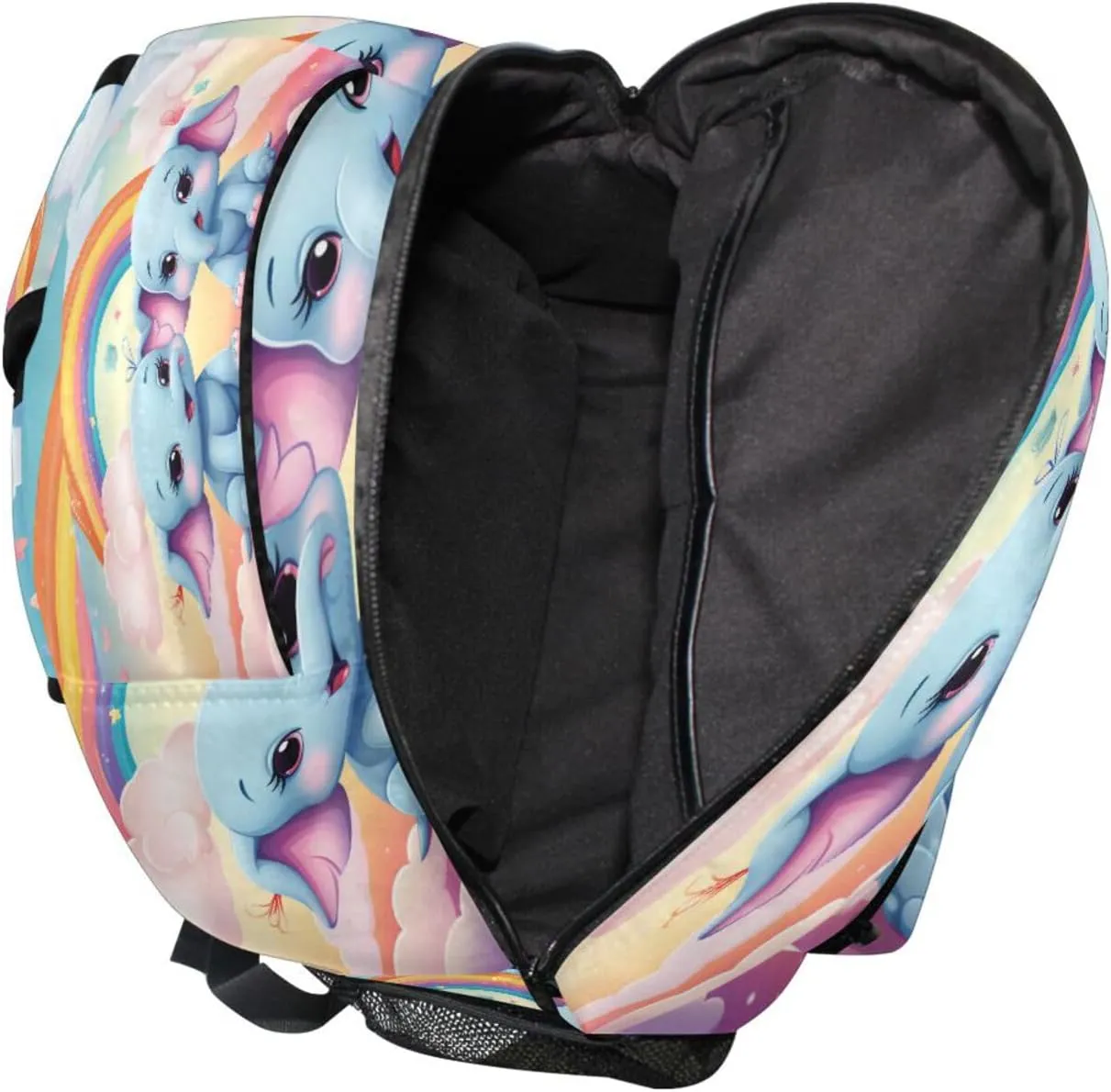 Fun Backpack for Women Men Waterproof Business Work Bag with Chest Strap for College Work Rainbow Elephant