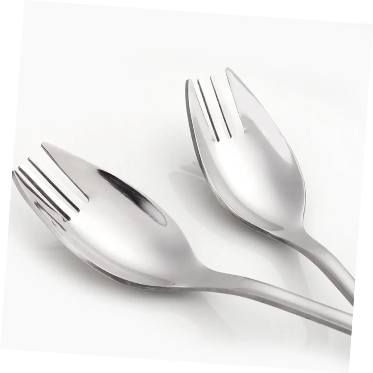 GANAZONO 6pcs Stainless Steel Sporks Dual-purpose Fork and Spoon for Salad Picnic and Outdoor Use Convenient Cutlery for Camping Parties and Everyday Dining