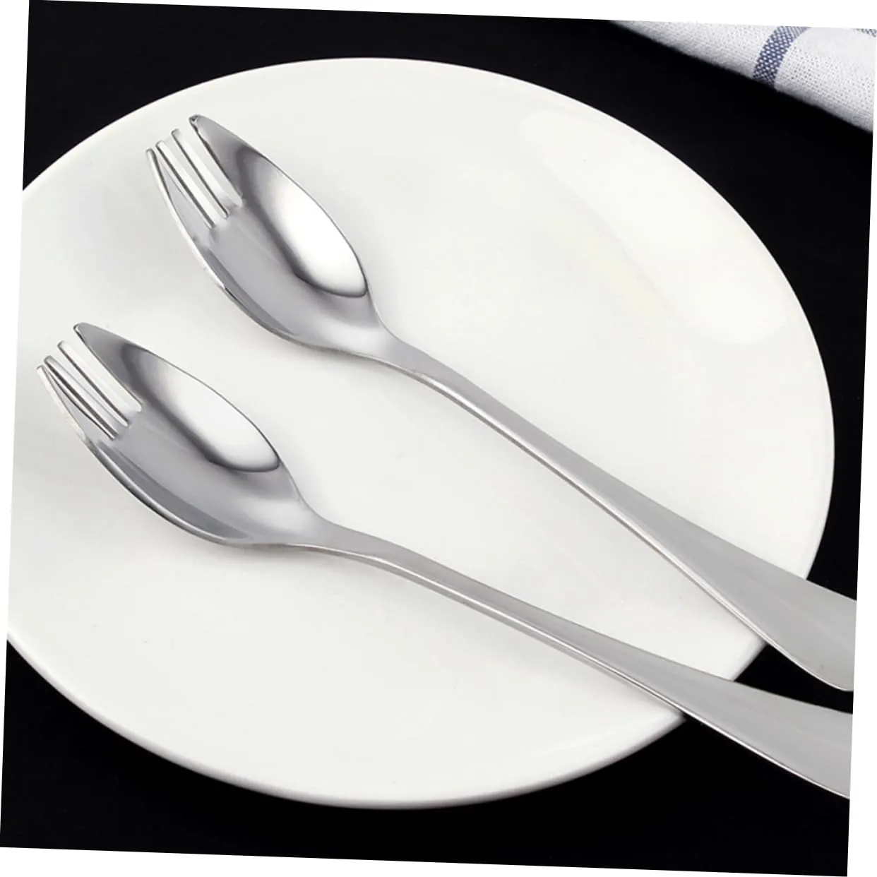 GANAZONO 6pcs Stainless Steel Sporks Dual-purpose Fork and Spoon for Salad Picnic and Outdoor Use Convenient Cutlery for Camping Parties and Everyday Dining