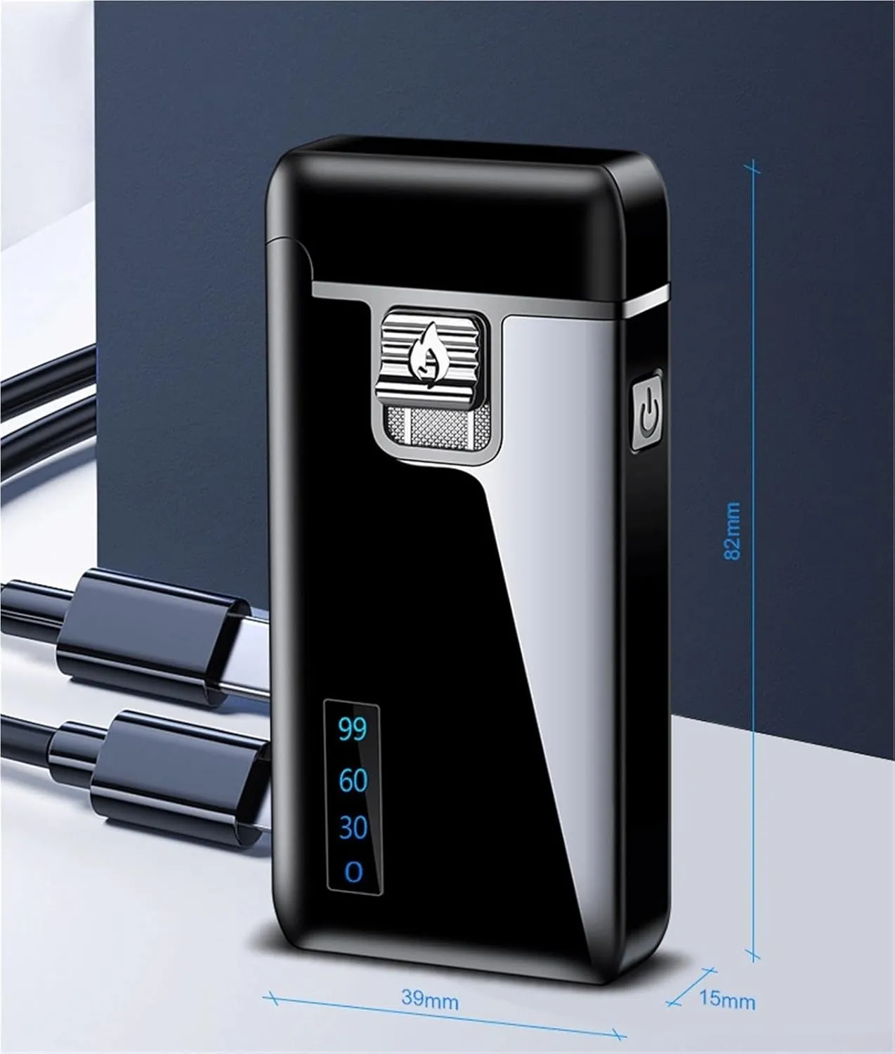 Gas and Electric Dual-use Lighter, USB Charging, Fuel Filling, Flame Adjustment, Windproof Multifunctional Lighter, can be Given to Boyfriend or Husband (Fuel not Included)(Black 1)