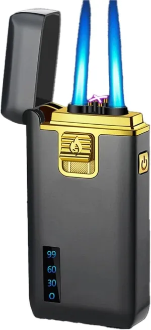 Gas and Electric Dual-use Lighter, USB Charging, Fuel Filling, Flame Adjustment, Windproof Multifunctional Lighter, can be Given to Boyfriend or Husband (Fuel not Included)(Black 1)