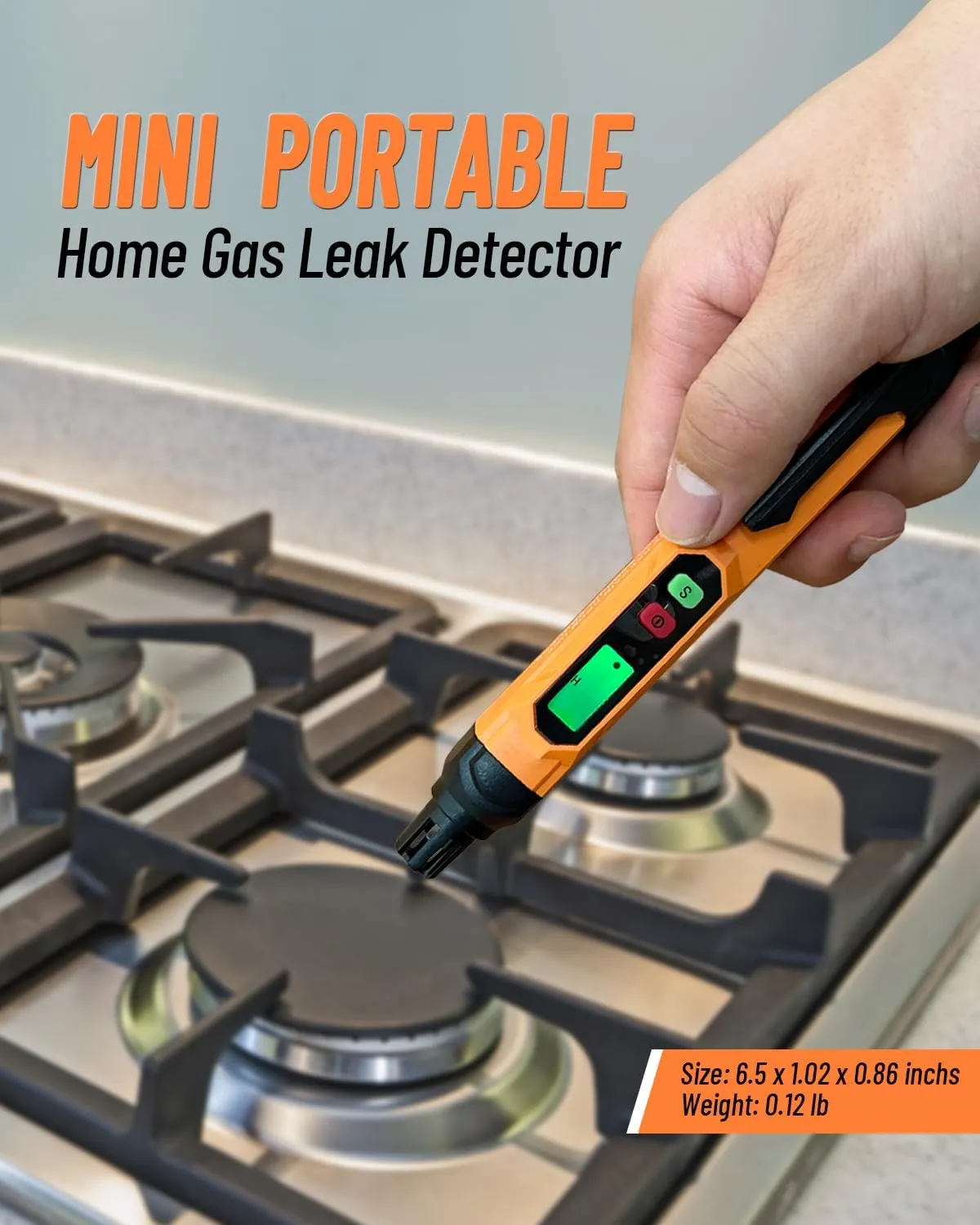 Gas Leak Detector; VITITE Propane and Natural Gas Detector; Mini Portable Gas Alarm to Locate Combustible Gas Leak Sources for Home and RV (Includes 2 Batteries & Carrying Pouch) - Orange
