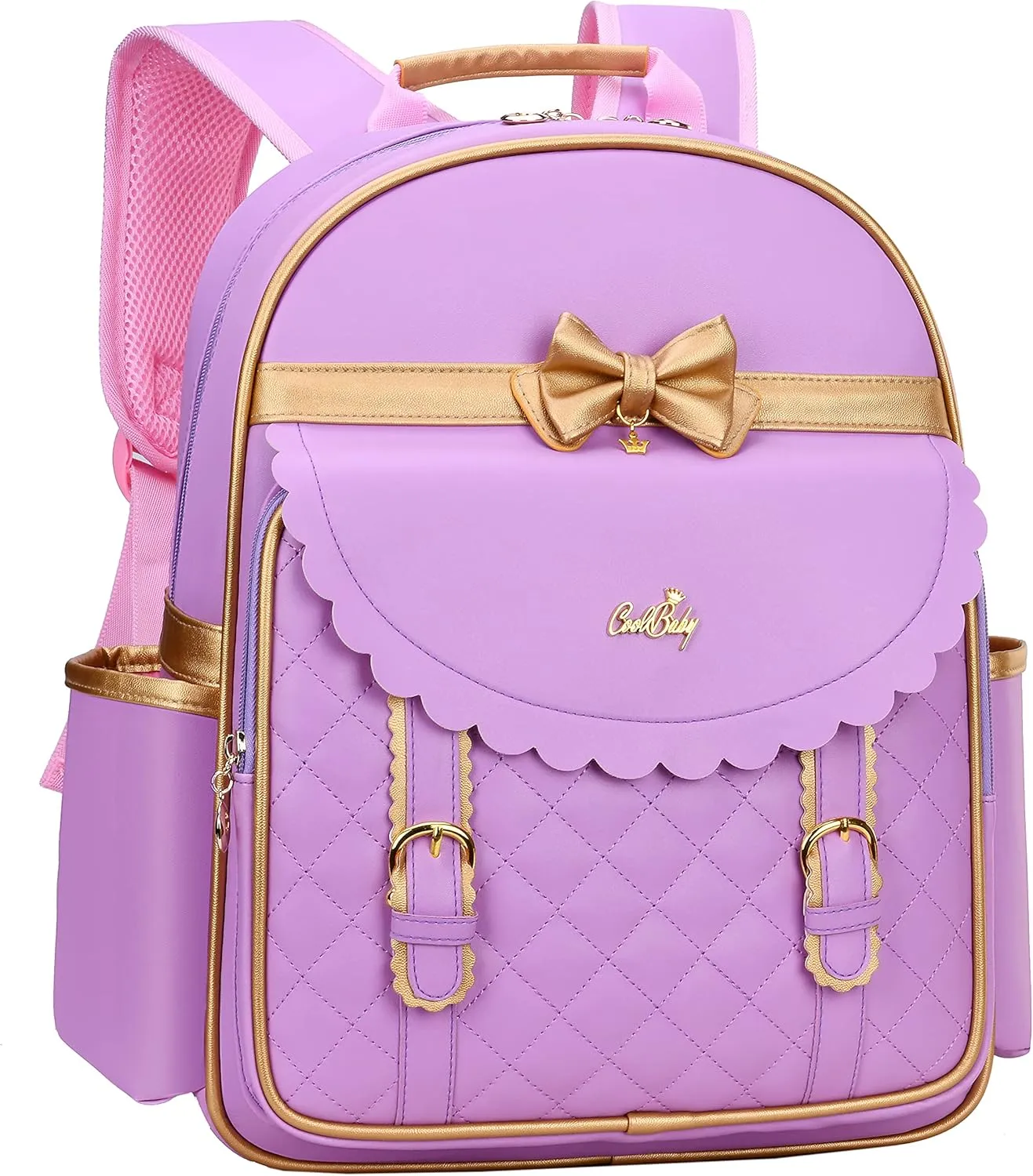 Gazigo Children Princess Waterproof PU Backpack for Girls Elementary School Girl Bookbags