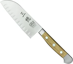 Güde Alpha Olive Series Hand Forged/Granton Santoku Knife, 5-in - Ice Hardened Steel - Made in Solingen, Germany Since 1910