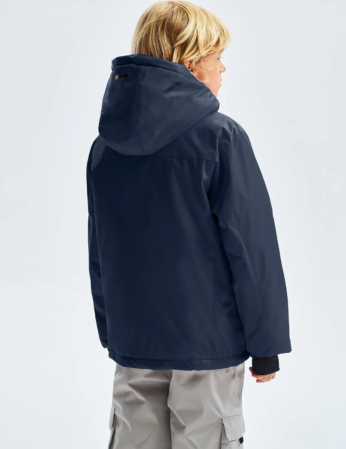 GEMYSE Boy's Waterproof Ski Snow Jacket Hooded Fleece Windproof Winter Jacket