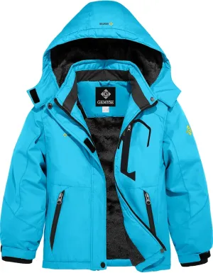 GEMYSE Girl's Waterproof Ski Snow Jacket Fleece Windproof Winter Jacket with Hood