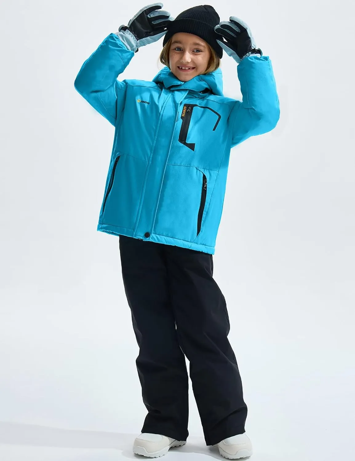 GEMYSE Girl's Waterproof Ski Snow Jacket Fleece Windproof Winter Jacket with Hood