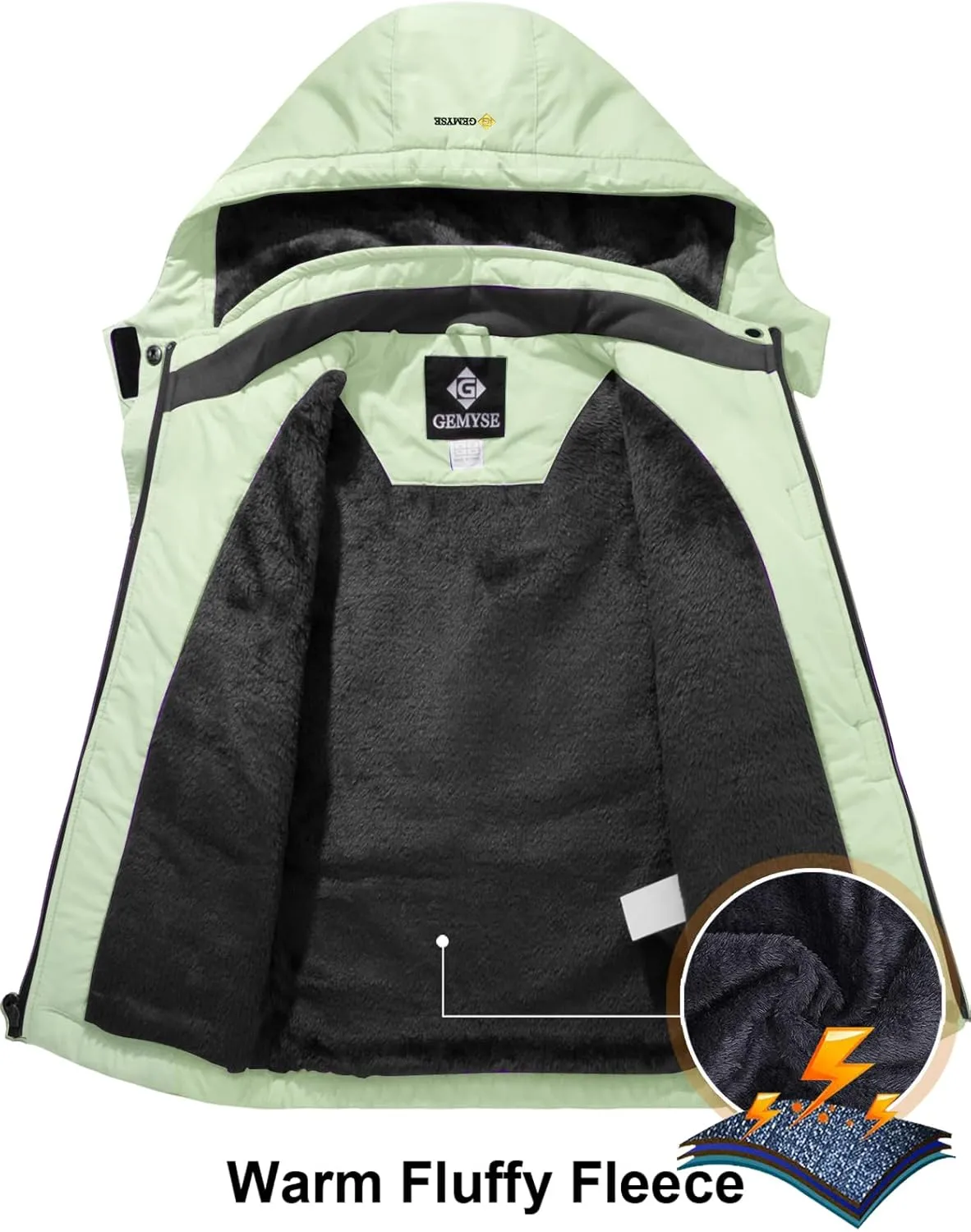 GEMYSE Girl's Waterproof Ski Snow Jacket Hooded Fleece Lined Windproof Winter Jacket